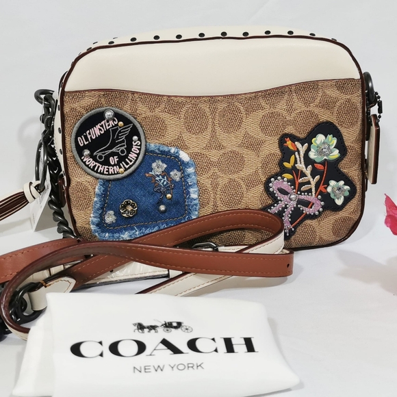 Coach Camera Bag In Signature Canvas With Rivets